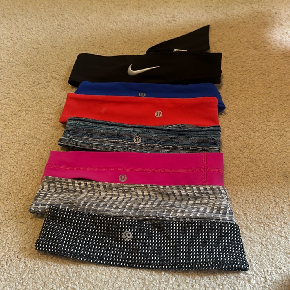 Nike headband and 6 Lululemon headbands ($80 for all)